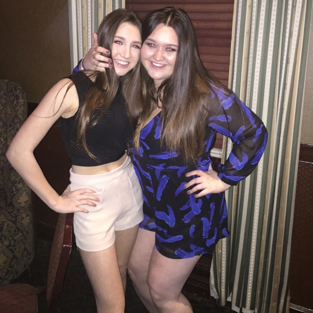 Express Black With Blue Pattern Romper Size Large - image 4